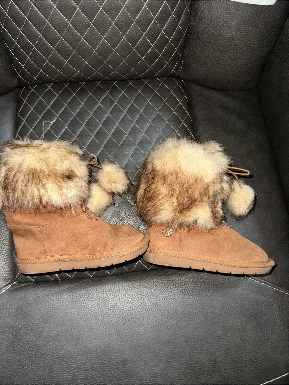 Michael Kors Brown Faux Fur Girls Boots Size 9 Toddler
